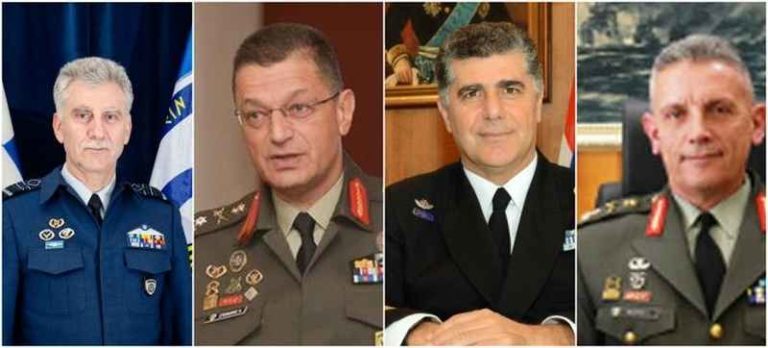 Οι Αρχηγοί των ΓΕ και ο Αντγος Φλώρος στο γραφείο του ΥΠΕΘΑ Ευάγγελου Αποστολάκη