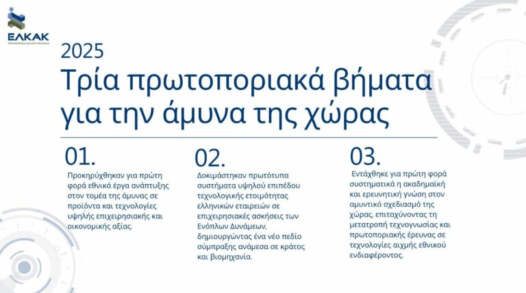 ΕΛΚΑΚ: Ένας χρόνος πράξης – Επένδυση στη γνώση, ενίσχυση της εθνικής ισχύος