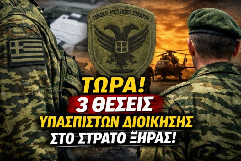 Προκήρυξη 3 θέσεων υπασπιστών διοίκησης στο ΣΞ