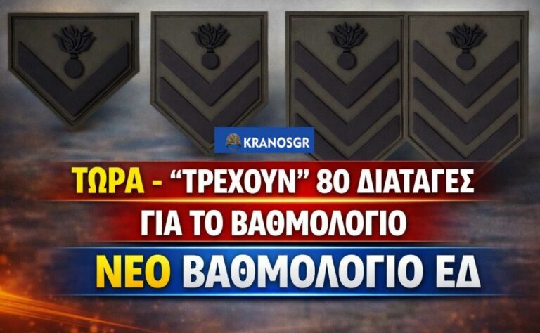 Βαθμολόγιο, θητεία, αποστρατείες με 80 διαταγές