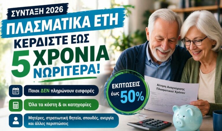 Πλασματικά έτη 2026: Κόστος, εκπτώσεις και δικαιούχοι
