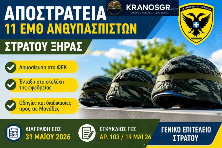 Στρατιωτικά κράνη με γραφικά για την αποστρατεία 11 ΕΜΘ Ανθυπασπιστών του Στρατού Ξηράς σύμφωνα με εγκύκλιο του ΓΕΣ.
