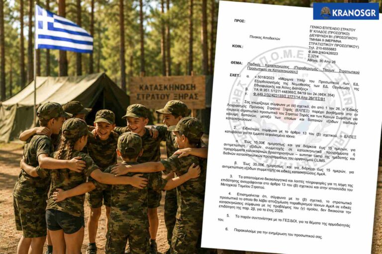 Kατασκήνωση: Το ημερήσιο ποσό για παιδιά στρατιωτικών