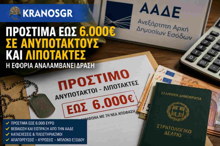 Εφορία- Στρατολογία: Πρόστιμα 6.000€ σε ανυπότακτους